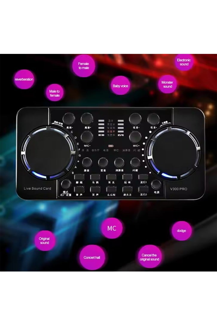V300 Pro Live Streaming Sound Card 10 Sound Effects 4.0 Audio Interface Mixer For DJ Music Studio Recording Karaoke  - Image 5