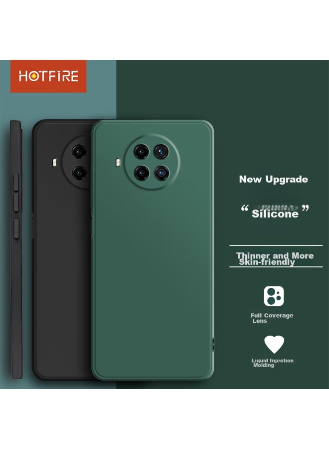 Hotfire Phone Case For Xiaomi Redmi Note 9 Pro, Xiaomi Note 9 Pro Protective Cover, Upgraded Lens Liquid Matte Anti-drop Silicone Soft Case For Men And Women - Dark Night Green - Image 1