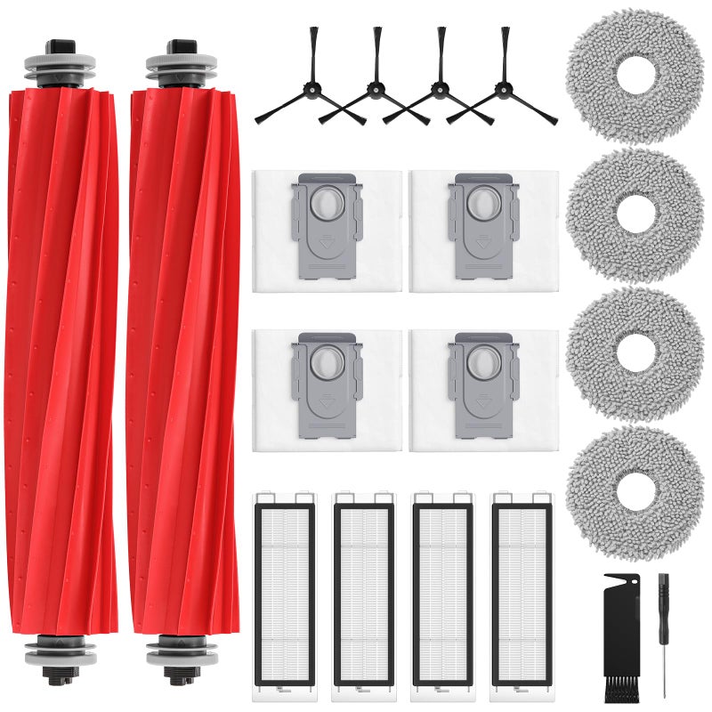 isinlive 20 Pack Replacement Parts for Q Revo Robot Vacuum Cleaner Accessory Replacement Kits 2 Rolling Brushes 4 HEPA Filters 4 Dust Bags 4 Mop Pads 4 Side Brushes - Image 2