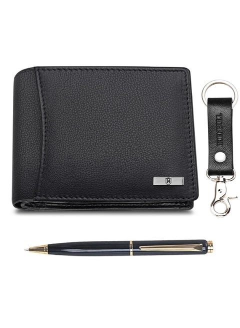 Mens Leather Wallet, Keyring & Pen Combo Gift Set for Men | Valentine's Day Branded Gift Hamper for Men