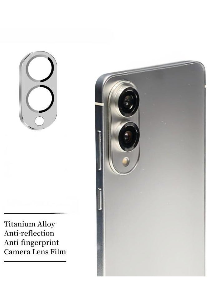Tempered Glass Cover Camera Lens Protecto for Samsung Galaxy S25 Edge with Metal Ring Protector-Titanium  - Image 1