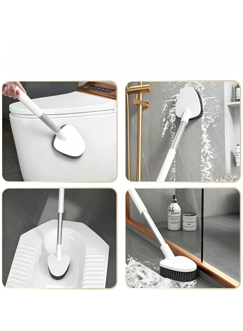 أيدو طقم فرش تنظيف مراحيض 4 قطع مع حامل – يشمل فرشاة مرحاض، وفرشاة جدران، وفرشاة شقوق، وملقط شعر – مقابض طويلة 48 سم، قاعدة تجفيف قابلة للتعليق أو الوقوف – لون رمادي أبيض سحابي، مجموعة تنظيف حمام منزلي معبأة في علبة - Image 4