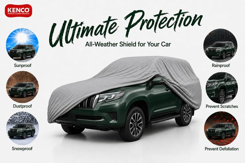 KENCO Car Cover [Toyota Prado] Premium Full Body Cover, Waterproof & UV Protection, PVC with Soft Cotton Backing, Mirror Pockets, Zipper Access, Heavy Duty Stitching - Image 3