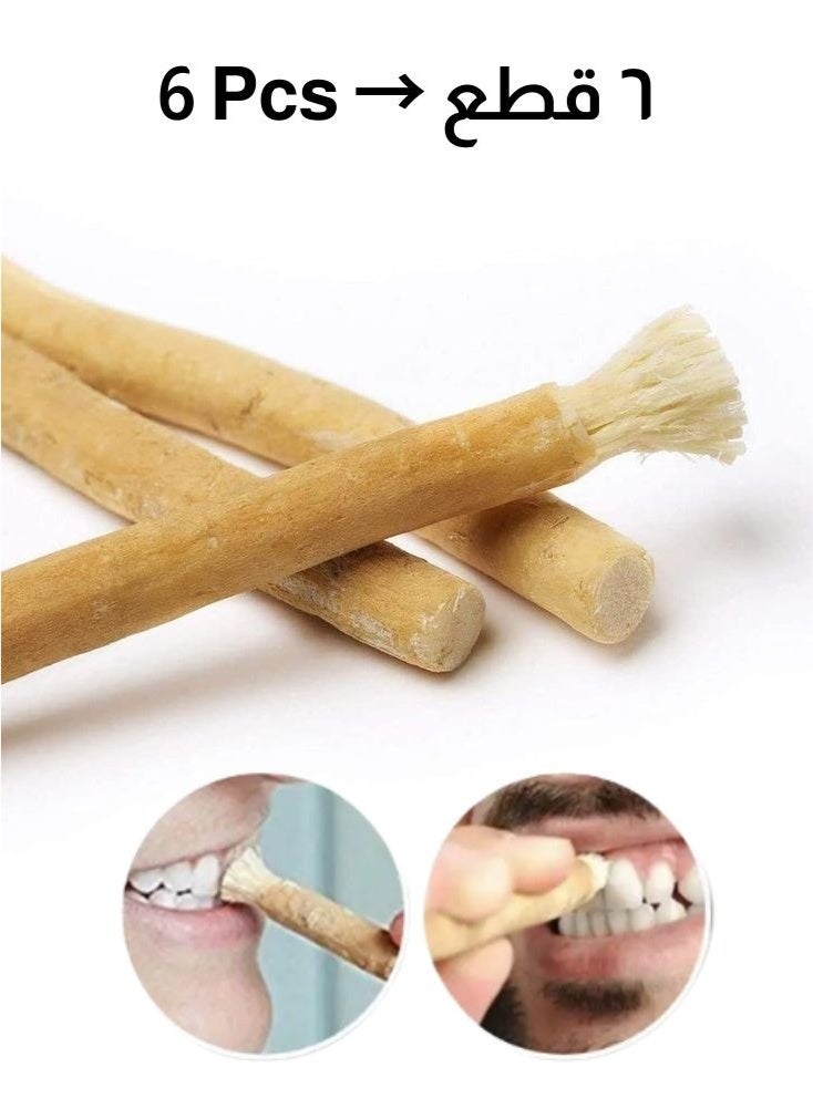 مسواك ٦ قطع من أعواد المسواك الطبيعية من العرق - Image 1