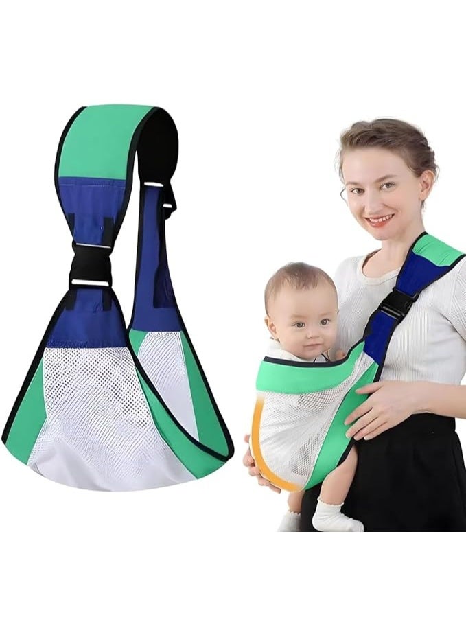Spaceshoop Adjustable Baby Carrier, Portable Baby Sling with Breathable Dense Fabric for 0-4.5 Years Old Newborn and Toddler, One Size Fits All (Multicolor)  - Image 1