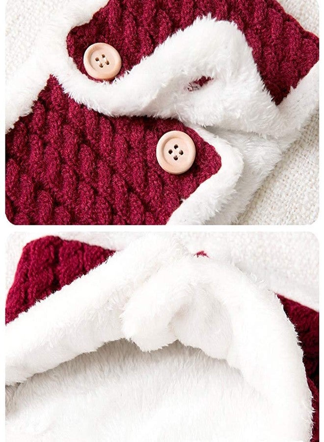 V3E Kids Winter Beanie Cat Ear Hat and Circle Scarf Set Thick Warm Ski Knitted Fleece Lined Skull Cap (Maroon)-(Fit for 1 to 4 Years) - Image 3