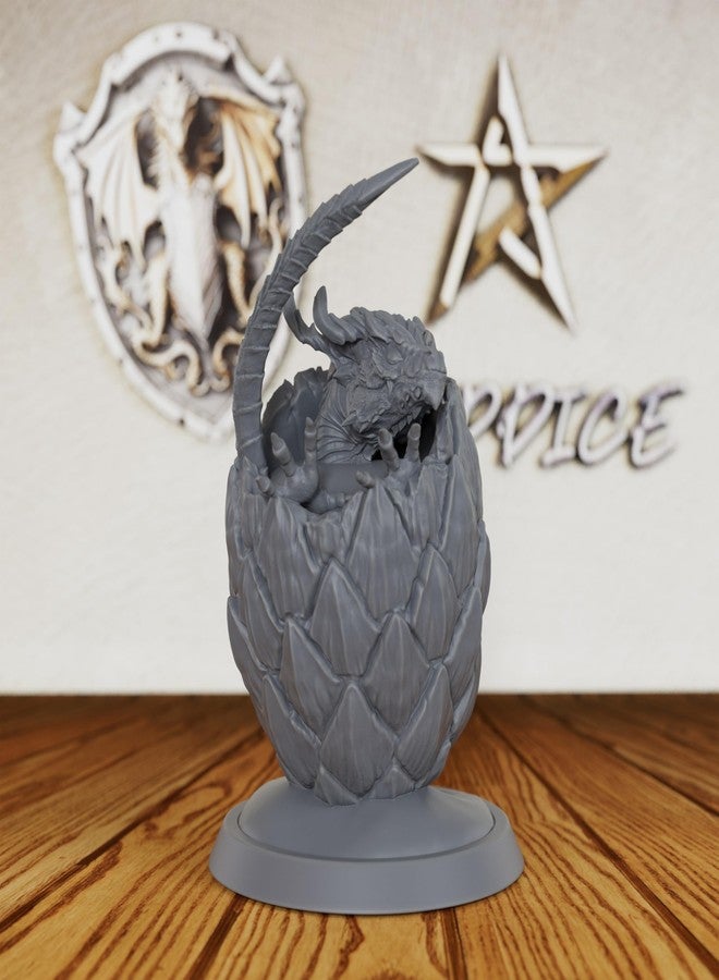 AUSPDICE Fantasy Unpainted Tabletop Miniatures for TTRPG - 28mm Scale Hatching Whelp Minis Figurine for Dungeon Masters, Miniature Game RPG Accessory Decor - Dragon Eggs (AS425) - Image 1
