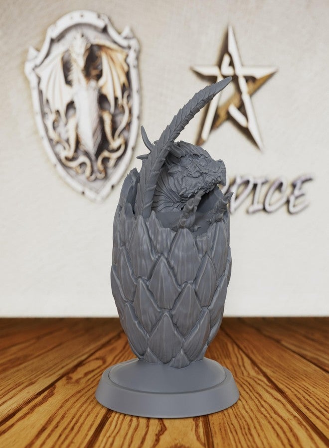 AUSPDICE Fantasy Unpainted Tabletop Miniatures for TTRPG - 28mm Scale Hatching Whelp Minis Figurine for Dungeon Masters, Miniature Game RPG Accessory Decor - Dragon Eggs (AS425) - Image 2