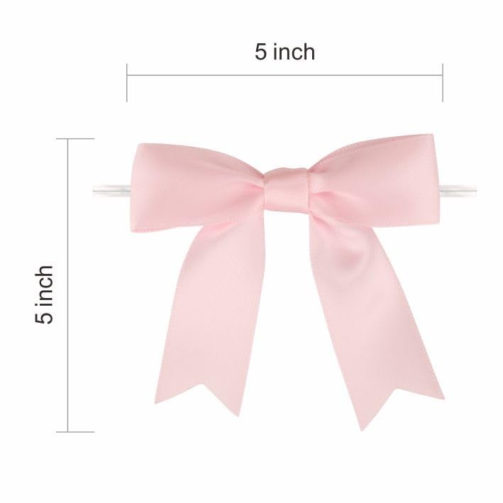 Meseey 60 Pcs 5 Inches Twist Tie Satin Ribbon Bows Pretied Premade Craft Bows for Treat Bags Gift Wrapping Basket Wedding Baby Shower Brithday Christmas Party (Pastel) - Image 2
