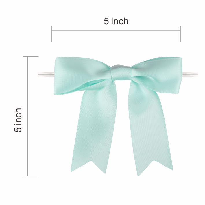 Meseey 60 Pcs 5 Inches Twist Tie Satin Ribbon Bows Pretied Premade Craft Bows for Treat Bags Gift Wrapping Basket Wedding Baby Shower Brithday Christmas Party (Pastel) - Image 5