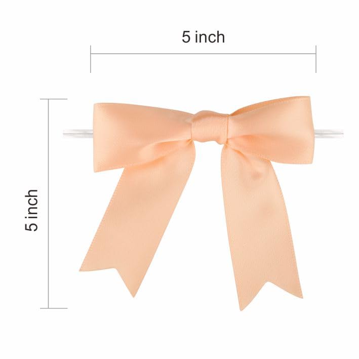 Meseey 60 Pcs 5 Inches Twist Tie Satin Ribbon Bows Pretied Premade Craft Bows for Treat Bags Gift Wrapping Basket Wedding Baby Shower Brithday Christmas Party (Pastel) - Image 3