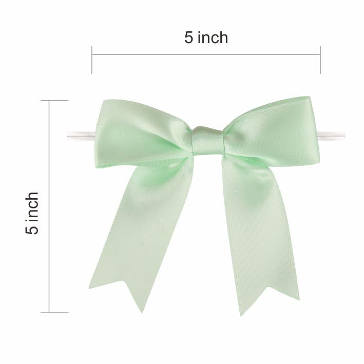 Meseey 60 Pcs 5 Inches Twist Tie Satin Ribbon Bows Pretied Premade Craft Bows for Treat Bags Gift Wrapping Basket Wedding Baby Shower Brithday Christmas Party (Pastel) - Image 4