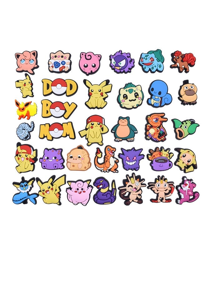 lovely Cartoon Shoe Charms 34PCS lovely Pokemon Shoes Charm for Shoe PVC Baby Kids Accessories Birthday Party Favors Supplies lovely Decorations Fit Clog Bracelets Gift - Image 1