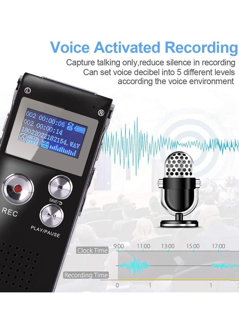 Generic - 8GB Digital Voice Recorder Voice Activated Recorder with Playback Upgraded Portable Tape Recorder for Lectures, Meetings, Interviews, Portable Audio Recorder, MP3 - Image 1