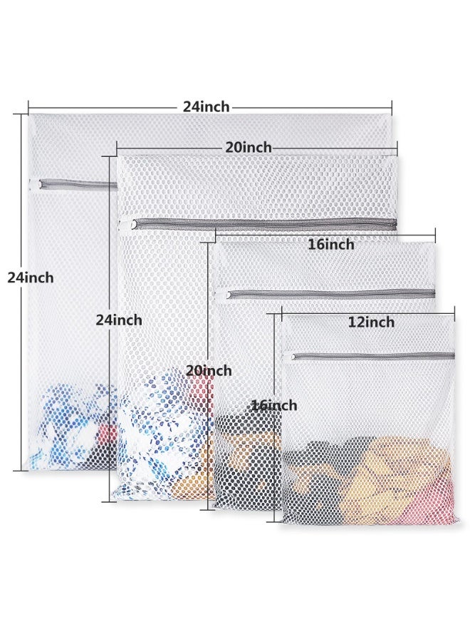 RTYY 4 قطع من أكياس الغسيل الشبكية المتينة على شكل قرص العسل للملابس الرقيقة، حقيبة غسيل قابلة لإعادة الاستخدام للعناية بالغسيل والعناية بالألوان (قطعة واحدة 24 × 24 بوصة، قطعة واحدة 20 × 24 بوصة، قطعة واحدة 16 × 20 بوصة، قطعة واحدة 12 × 16 بوصة) - Image 1