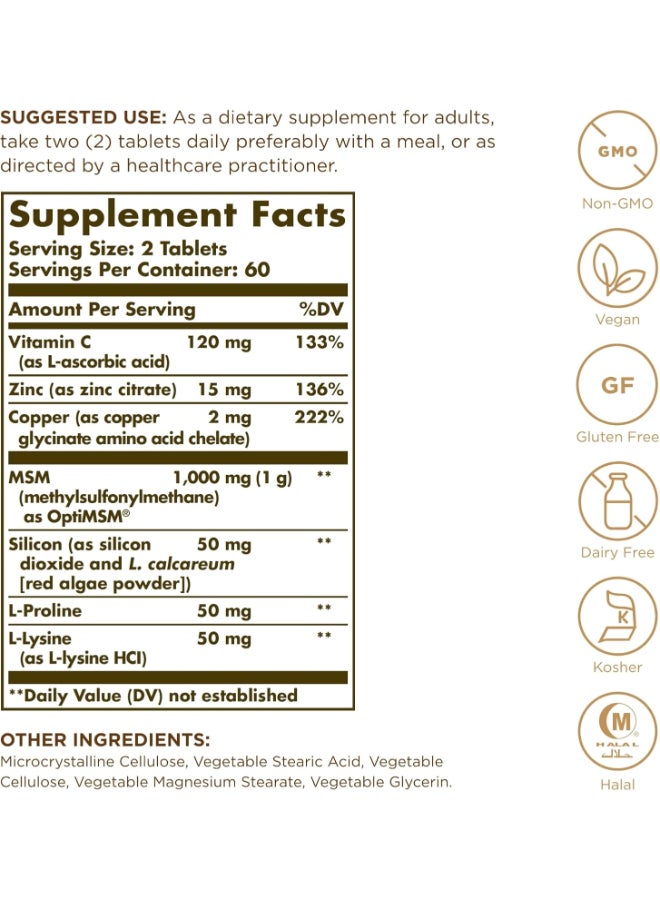 Solgar Skin, Nails And Hair, Advanced Msm Formula 120 Tablets - Image 2