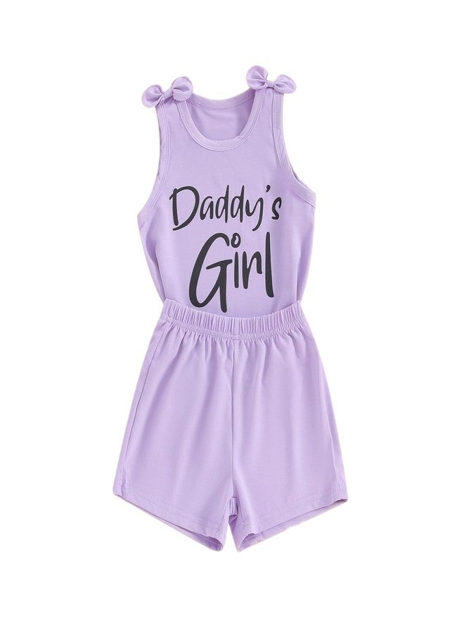 Fernvia Toddler Kids Baby Girl Summer Clothes 2T 3T 4T 5T 6T 7T Sleeveless Tank Tops Shorts Set 2Pcs Outfits (B-Purple, 4-5 Years) - Image 1