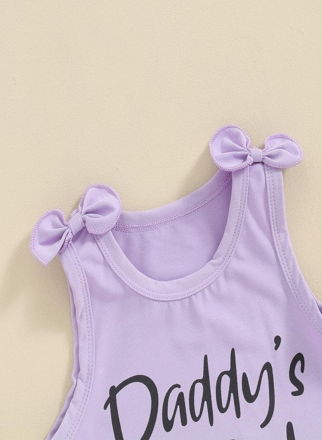 Fernvia Toddler Kids Baby Girl Summer Clothes 2T 3T 4T 5T 6T 7T Sleeveless Tank Tops Shorts Set 2Pcs Outfits (B-Purple, 4-5 Years) - Image 3
