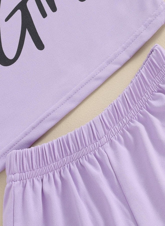 Fernvia Toddler Kids Baby Girl Summer Clothes 2T 3T 4T 5T 6T 7T Sleeveless Tank Tops Shorts Set 2Pcs Outfits (B-Purple, 4-5 Years) - Image 4