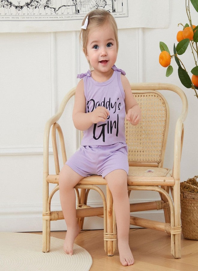 Fernvia Toddler Kids Baby Girl Summer Clothes 2T 3T 4T 5T 6T 7T Sleeveless Tank Tops Shorts Set 2Pcs Outfits (B-Purple, 4-5 Years) - Image 2