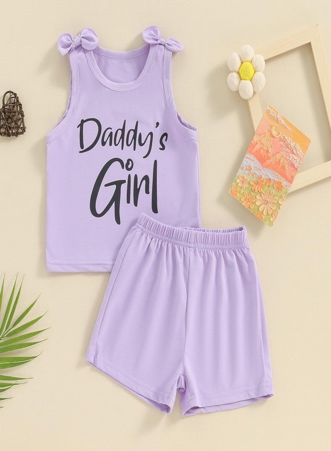 Fernvia Toddler Kids Baby Girl Summer Clothes 2T 3T 4T 5T 6T 7T Sleeveless Tank Tops Shorts Set 2Pcs Outfits (B-Purple, 4-5 Years) - Image 5
