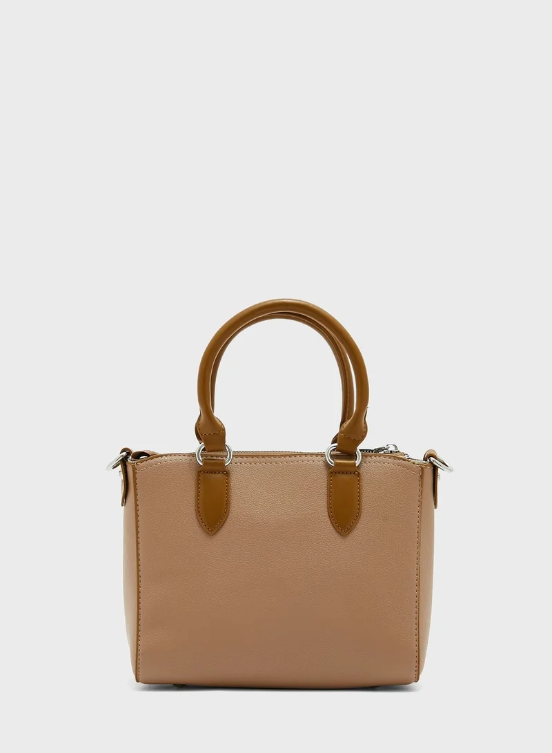 ELLA Contrast Handle Small Tote Bag