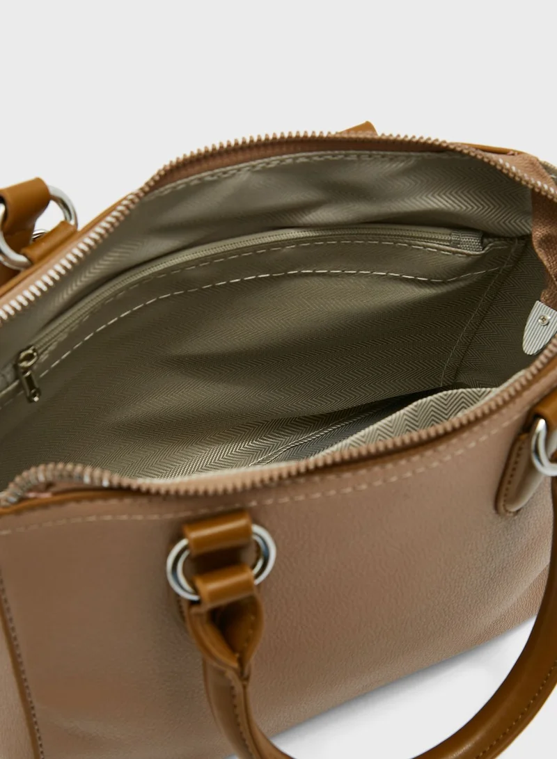 ELLA Contrast Handle Small Tote Bag