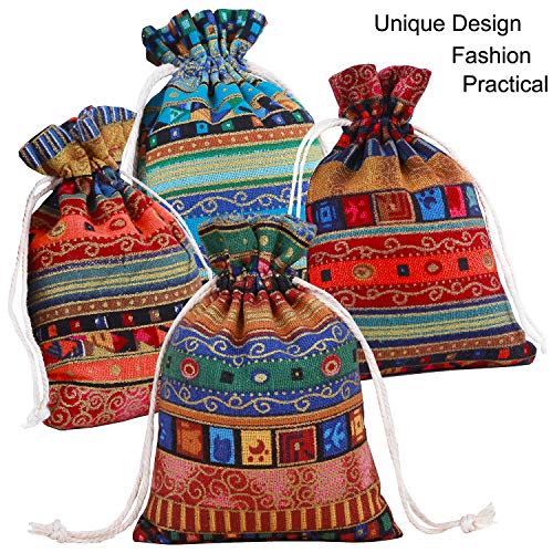 PINOWU 20 Pack Drawstring Gift Bag, Cotton Linen Jute Cloth Sack Muslin Bags for Wedding Party, Arts & Crafts Projects, Presents, Snacks & Jewelry,Christmas (4x5.5 inch) - Image 2