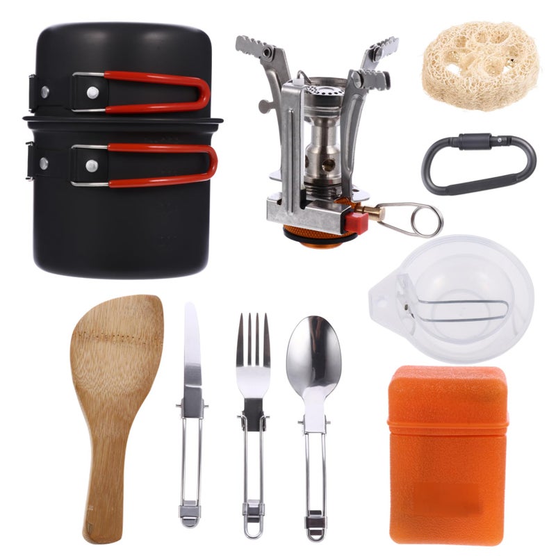 Ultra Light Portable Camping Cookware Set Non Stick Pot Pan Plates Utensils - Image 2