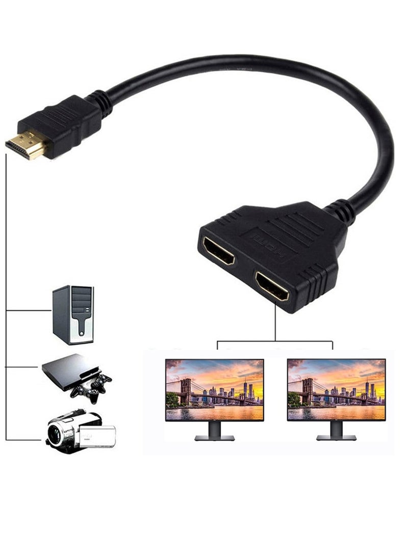 MIGOFAST Hdmi Splitter Adapter Cable Hdmi Male to Dual Hdmi Female 1 To 2 Way Hdmi Splitter Adapter Cable for Hdmi Hd, Led, Lcd, Tv, Can Watch Two Screens at the Same Time - Image 1