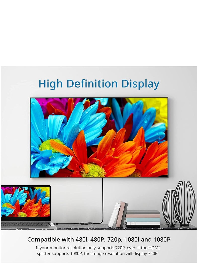 MIGOFAST Hdmi Splitter Adapter Cable Hdmi Male to Dual Hdmi Female 1 To 2 Way Hdmi Splitter Adapter Cable for Hdmi Hd, Led, Lcd, Tv, Can Watch Two Screens at the Same Time - Image 3