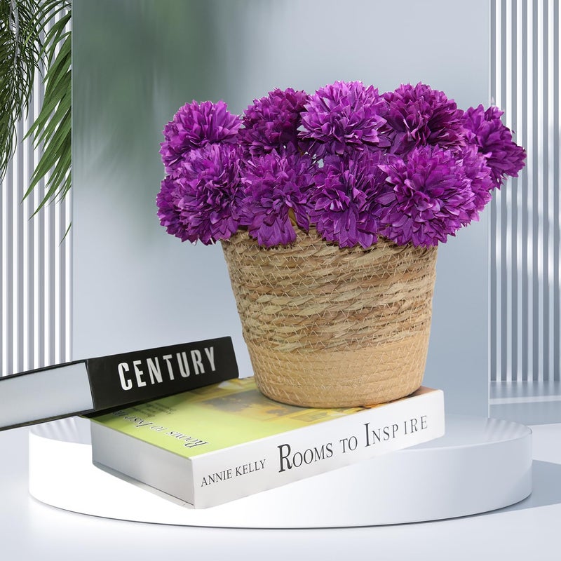 Tinsow 12 Pcs Artificial Flowers Purple Faux Ball Chrysanthemum Bouquet Flowers Wedding Bouquet for Home Garden Party Wedding Decoration - Image 4