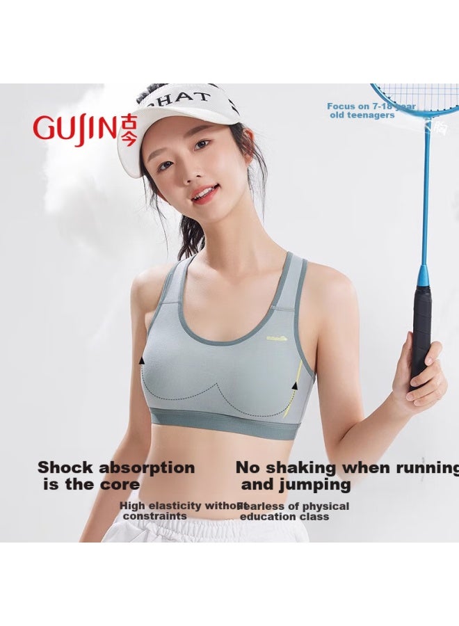 Gujin 2-pack Fixed Cup Teenage Girl Sports Bra Student Shockproof Underwear Female Big Kid Developmental Junior High School Vest L - Image 2