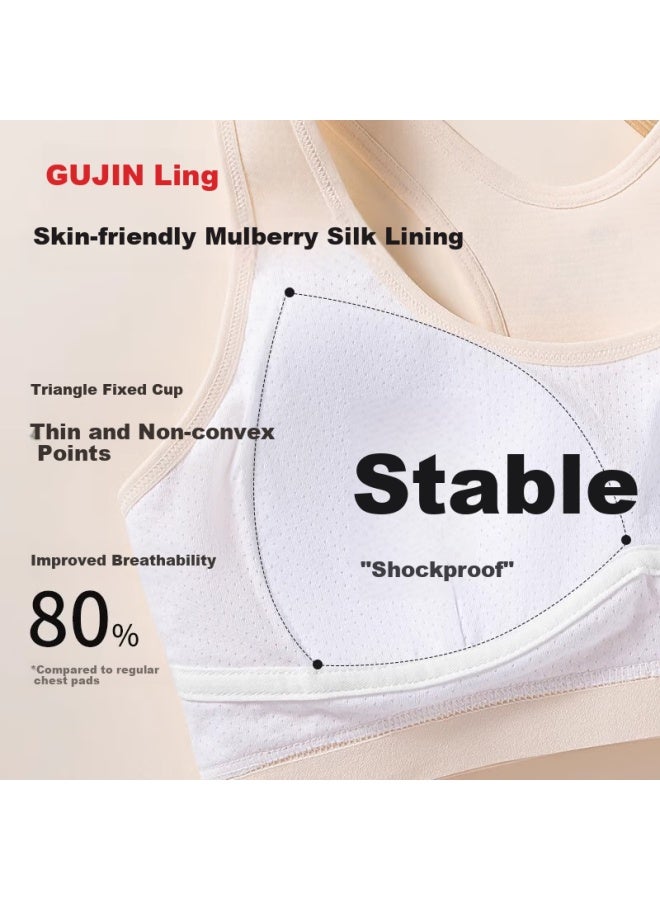 Gujin 2-pack Fixed Cup Teenage Girl Sports Bra Student Shockproof Underwear Female Big Kid Developmental Junior High School Vest L - Image 4