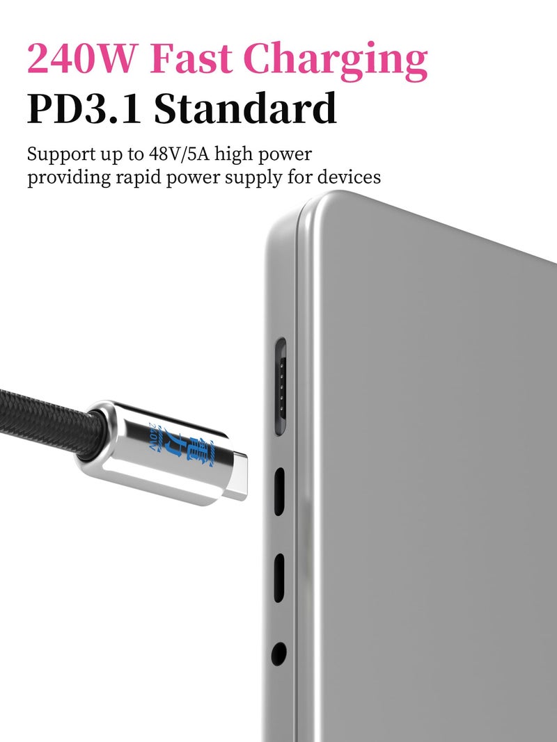 Hagibis USB C Cable with Phone Lanyard, Portable 240W Fast Charging Cable with 480Mbps Data Transfer, Short Type-C to C Cable Wrist Lanyard for iPhone 17 16 15 Pro Max, iPad Pro (Silver, 15cm) - Image 3