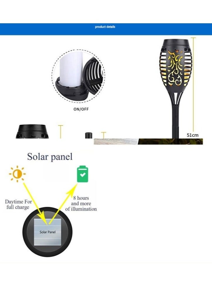 Generic 6-Pieces Solar Torch Lights With Flickering Flame Fire Effect Garden Light Auto On OR Off Dust To Dawn Outdoor Waterproof Landscape Decoration Solar Powered Security Torch Light  - Image 5