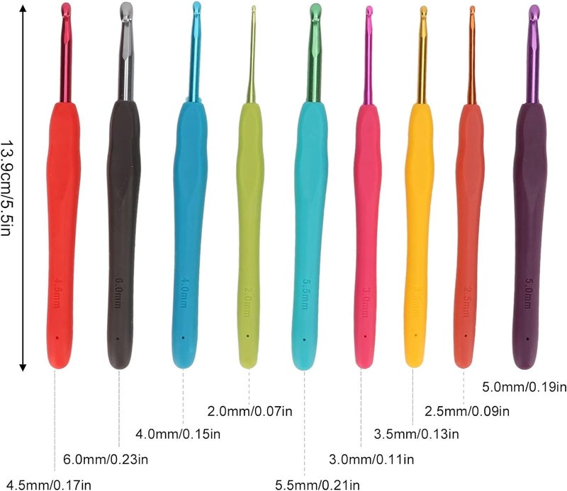 RKPM HOMES RKPM HOMES Aluminum Crochet Hooks Kit I with Colored Soft Handles I Knitting Crochet Supplies I Easy Grip with Flat Finger I DIY Knitting Kit for Knitting Sweaters Scarves and Hats Set of 9 - Image 3