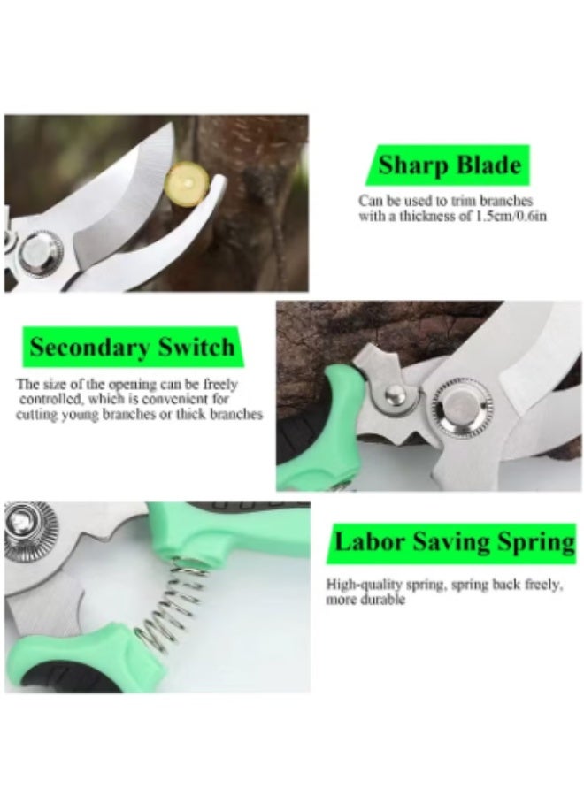 آي هوم شوب مقص حديقة من الفولاذ المقاوم للصدأ بشفرات سميكة 2.5 مم، مقص فروع للاستخدام في الحدائق والحقول وترتيب الزهور، مع مقابض PP وخاصية الرجوع التلقائي - Image 2