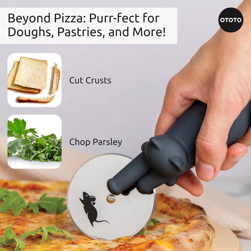 OTOTO Kitty Cut Pizza Cutter Wheel - Pizza Cutters Stainless Steel, Funny Kitchen Gadgets and Kitchen Gifts, Cat Gift for Women Cat Lovers (kitty cut) - Image 5