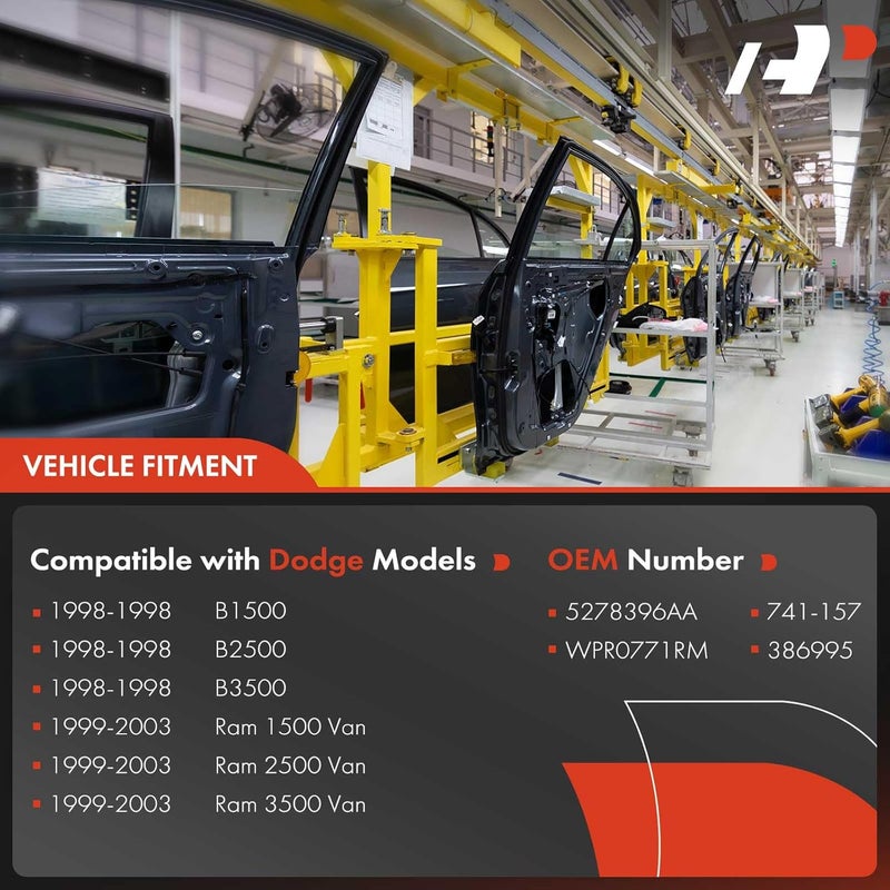 A-Premium Power Electric Window Regulator with Motor for Dodge B1500 B2500 B3500 Ram 1500 Van 1998-2003 Front Passenger Side - Image 3