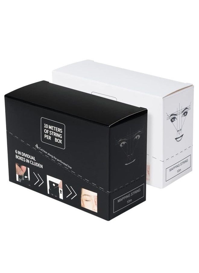 XIAOYU - 10M Brow Pre-Inked Eyebrow Mapping String, Measuring Tool for Marking Symmetrical Eyebrows, 6PCS White Ink & 6PCS Black Ink - Image 1