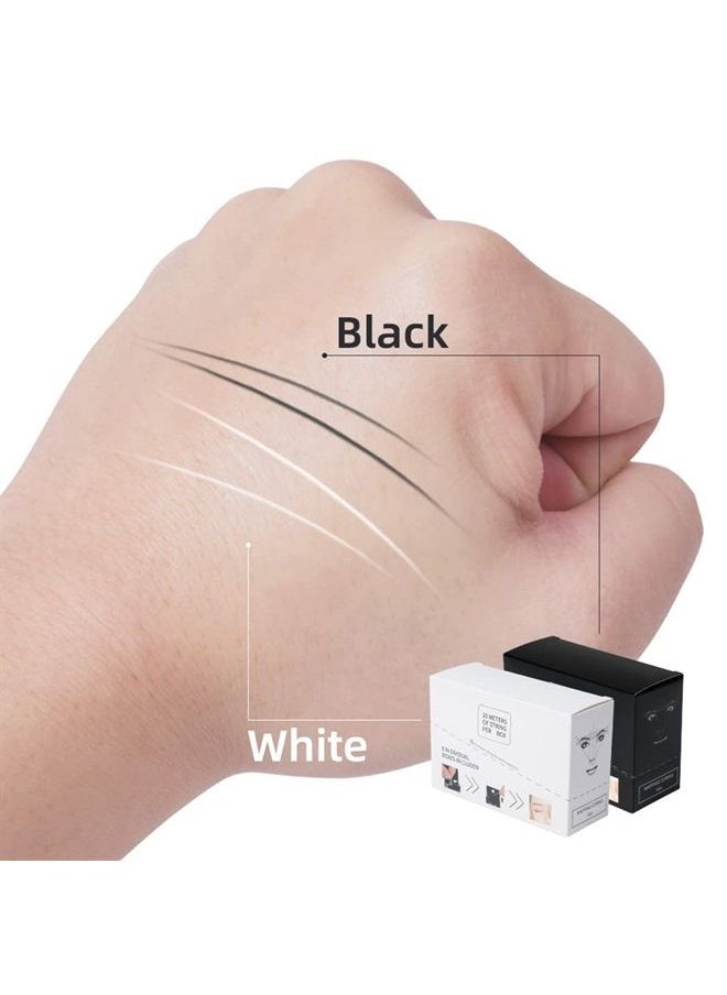 XIAOYU - 10M Brow Pre-Inked Eyebrow Mapping String, Measuring Tool for Marking Symmetrical Eyebrows, 6PCS White Ink & 6PCS Black Ink - Image 1