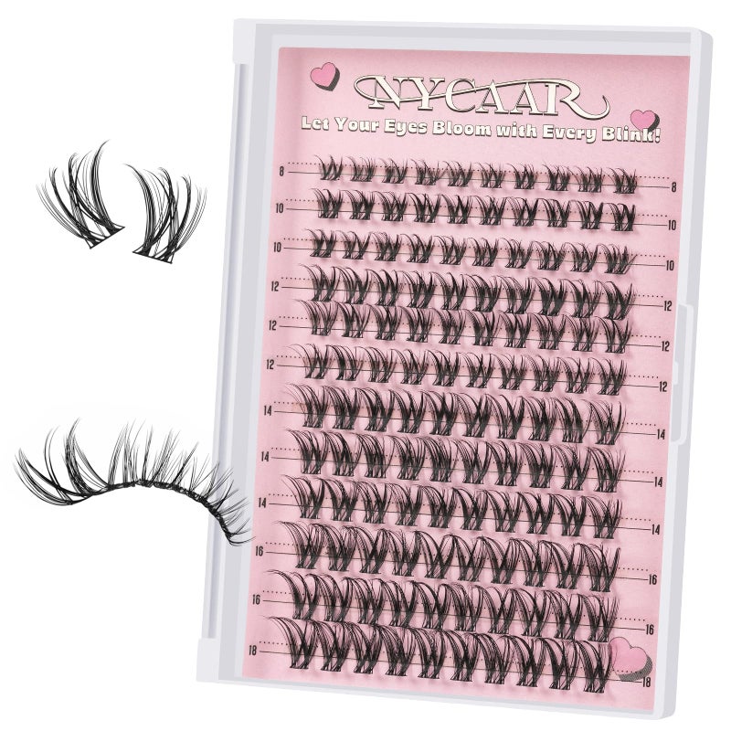 NYCAAR Lash Clusters Natural Look 120pcs D Curl 8-18MIX Eyelash Clusters Wispy Anime Individual Lashes with Soft Thin Band DIY Fluffy Lash Extension at Home(NY04) - Image 1