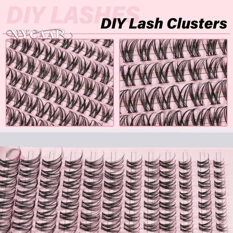 NYCAAR Lash Clusters Natural Look 120pcs D Curl 8-18MIX Eyelash Clusters Wispy Anime Individual Lashes with Soft Thin Band DIY Fluffy Lash Extension at Home(NY04) - Image 2