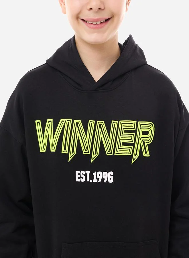 victor and jane Graphic Print Hoodie with Front Pocket by Styli
