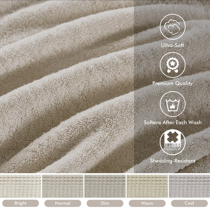 Madison Park 800GSM Bathroom Towel Set of 8 100% Cotton Bath Towel Set for Bathroom Luxurious Highly Absorbent 2 Bath Towels 2 Hand Towels 4 Washcloths Quick Dry Spa Quality Natural - Image 3