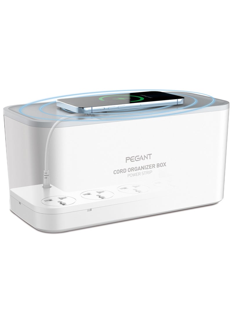 PEGANT - 3 in 1 USB-C Power Extension Box with 15W Wireless Charger, 5 Universal Outlets, 20W USB-C, and 2 USB-A, 2M Cable - Image 1
