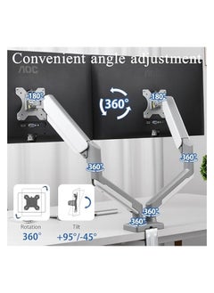 erorex Dual Monitor Arm Fits up to 32 inches Swivel and Height Adjustable Gas Spring Computer Monitor Stand 4.4-19.8lbs C-Clamp VESA Mount 75mm 100mm Silvery Gray-Dual Arm  - Image 2