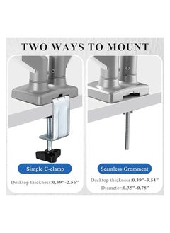 erorex Dual Monitor Arm Fits up to 32 inches Swivel and Height Adjustable Gas Spring Computer Monitor Stand 4.4-19.8lbs C-Clamp VESA Mount 75mm 100mm Silvery Gray-Dual Arm  - Image 3