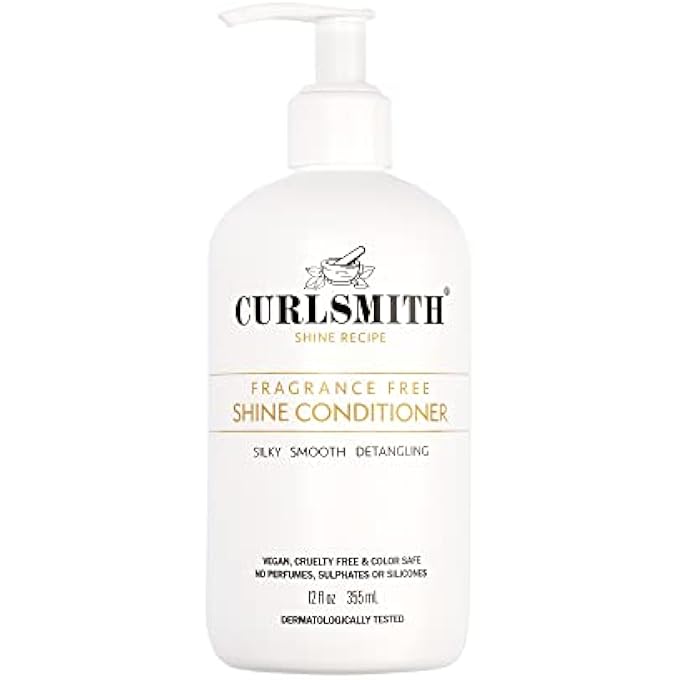 CURLSMITH - SHINE CONDITIONER, GENTLE AND MOISTURISING, SENSITIVE, FRAGRANCE FREE FOR ALL CURL AND HAIR TYPES, VEGAN (12 FL OZ) - Image 1